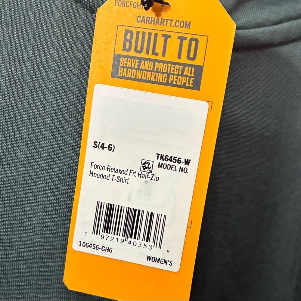 🆕Carhartt Women's Forest Green Force Relax Fit Half Zip Hooded T-Shirt S🆕 - Picture 15 of 15